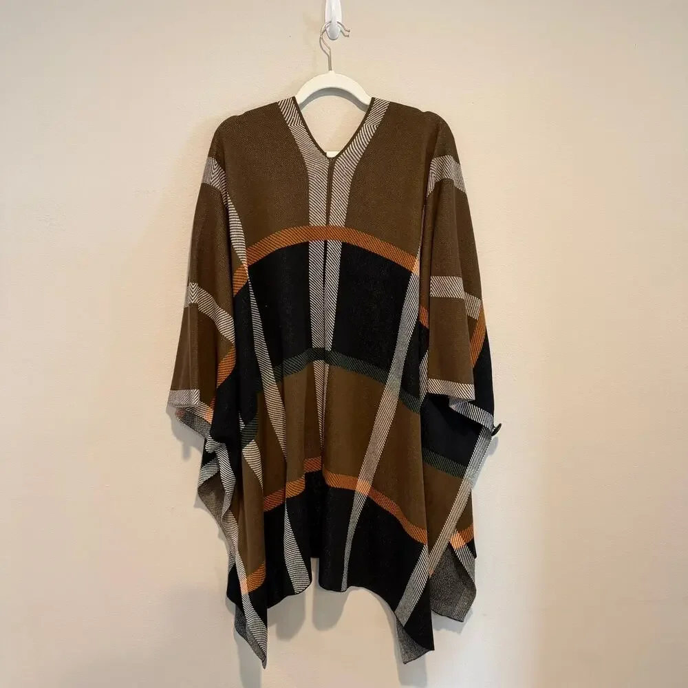 Joseph A. Woven Knit Wrap Top Poncho - One Size - Great!